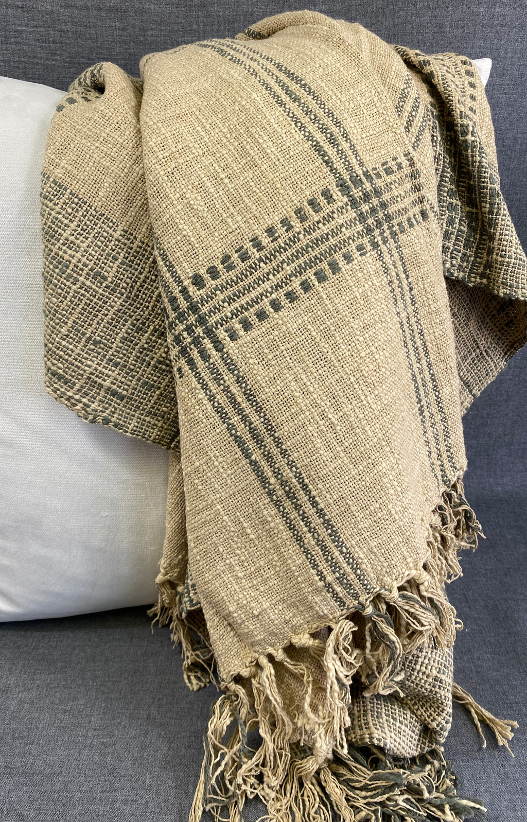 Luxury Throw – 50" × 60" – Plaid Natural Throw