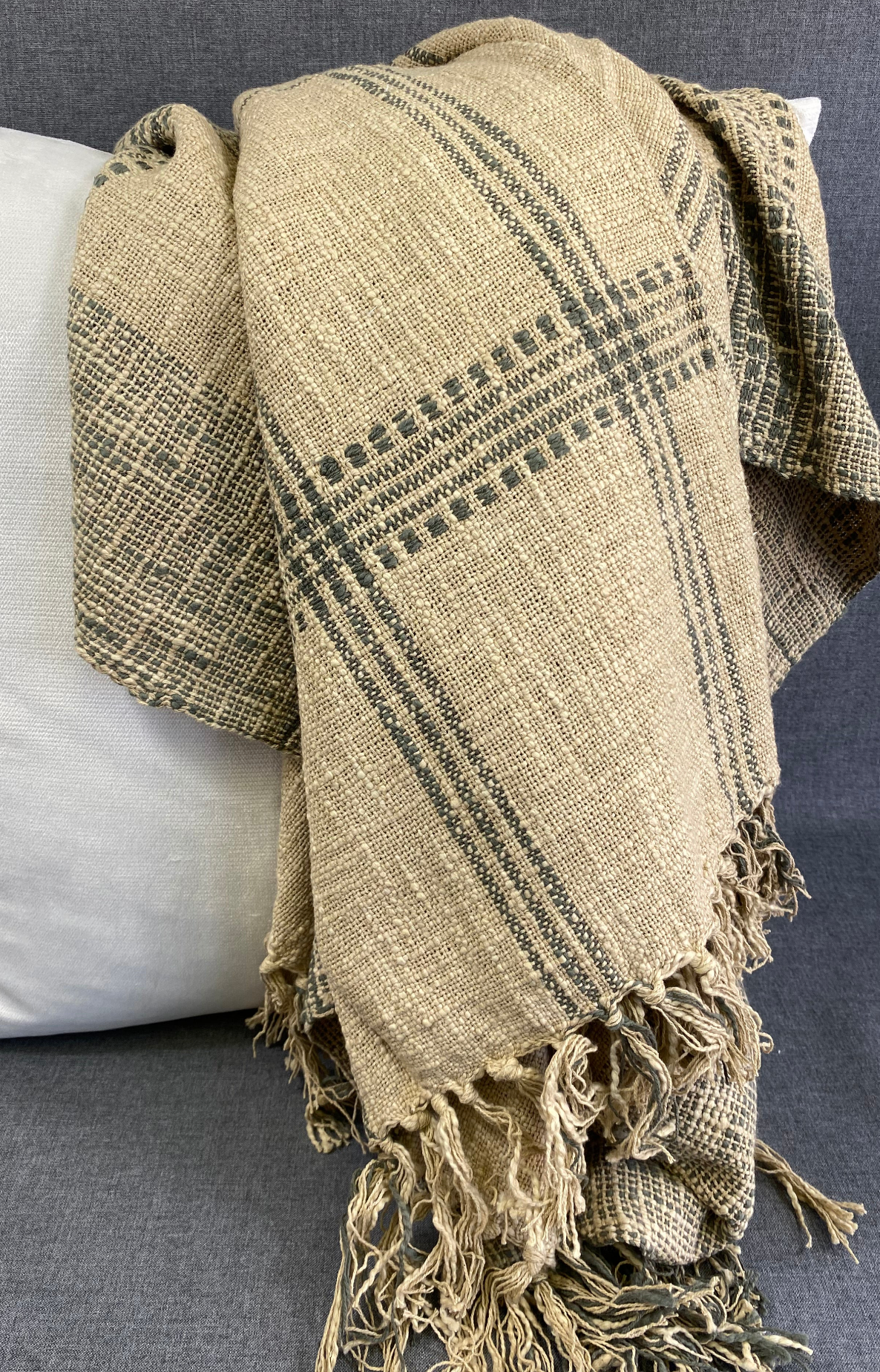 Luxury Throw – 50" × 60" – Plaid Natural Throw