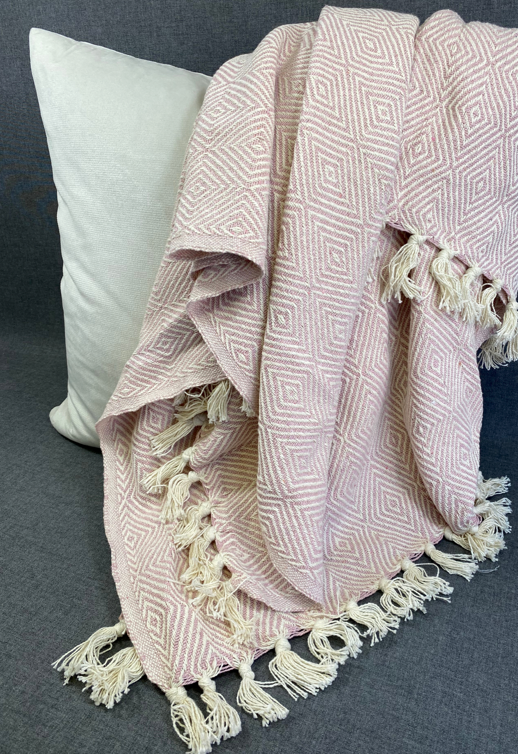 Luxury Throw – 50" × 60" – Diamond Weave Pink