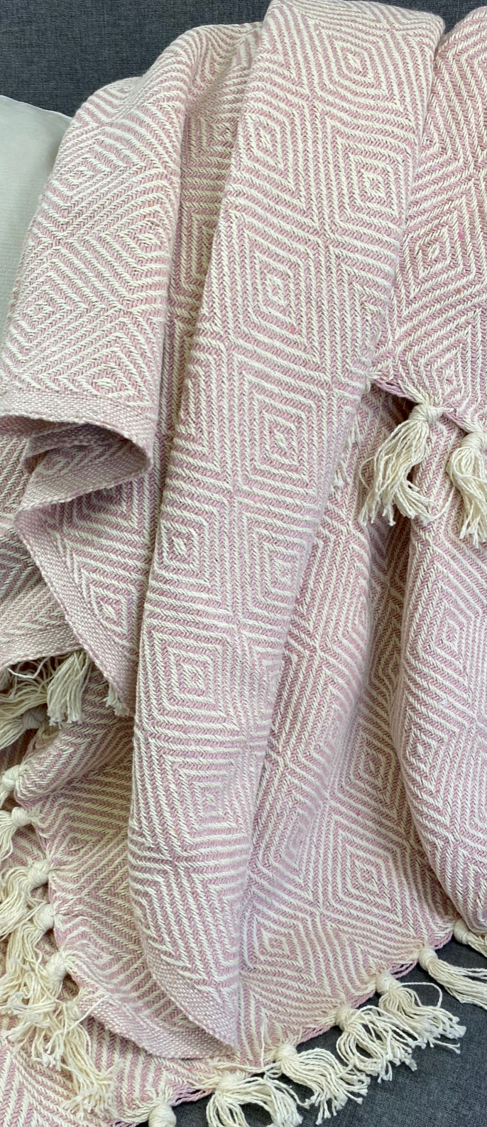 Luxury Throw – 50" × 60" – Diamond Weave Pink