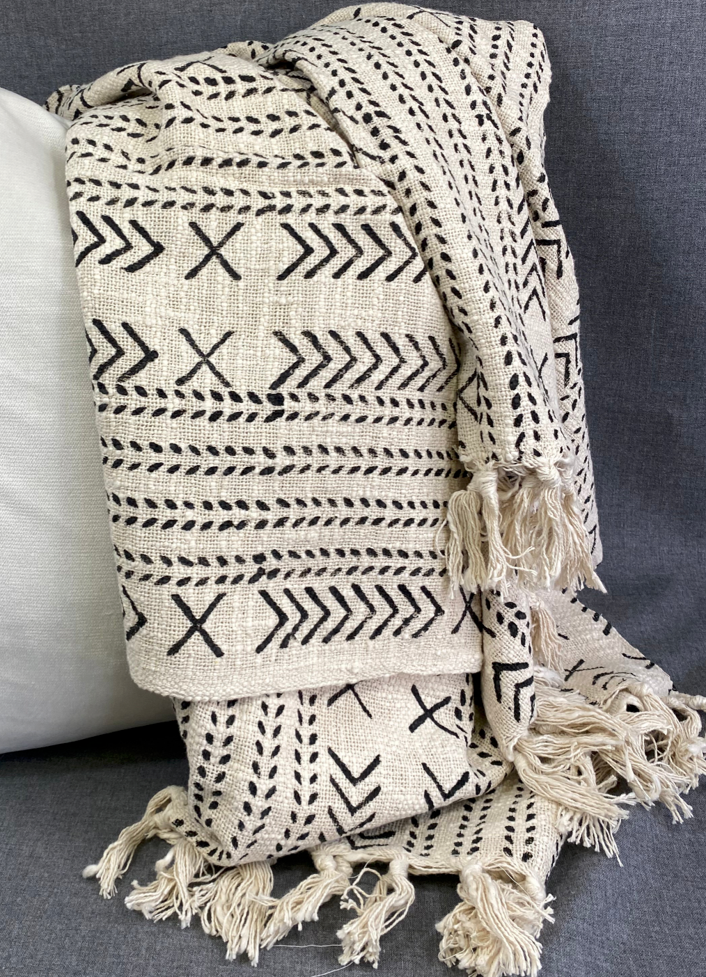 Luxury Throw – 50" × 60" – Mudcloth Black & White