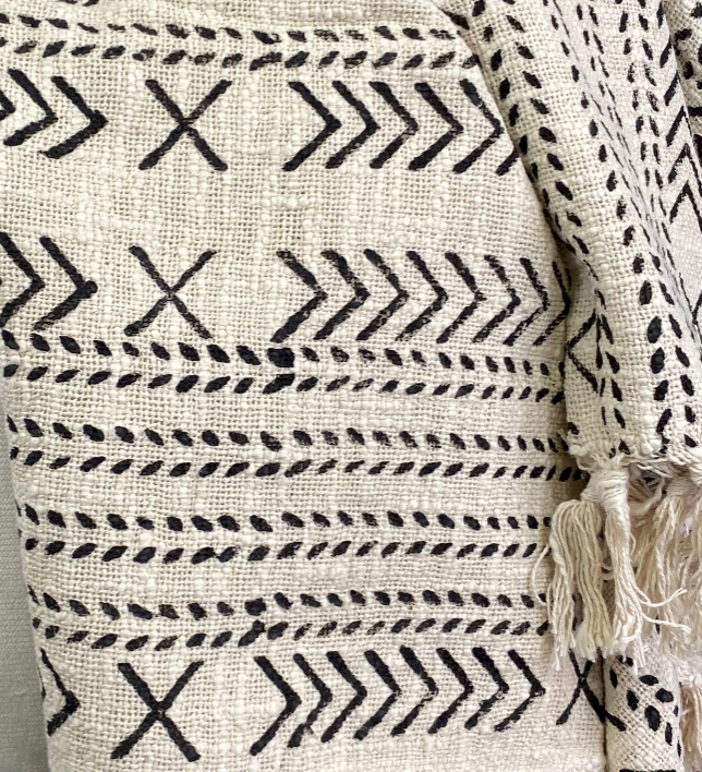 Luxury Throw – 50" × 60" – Mudcloth Black & White