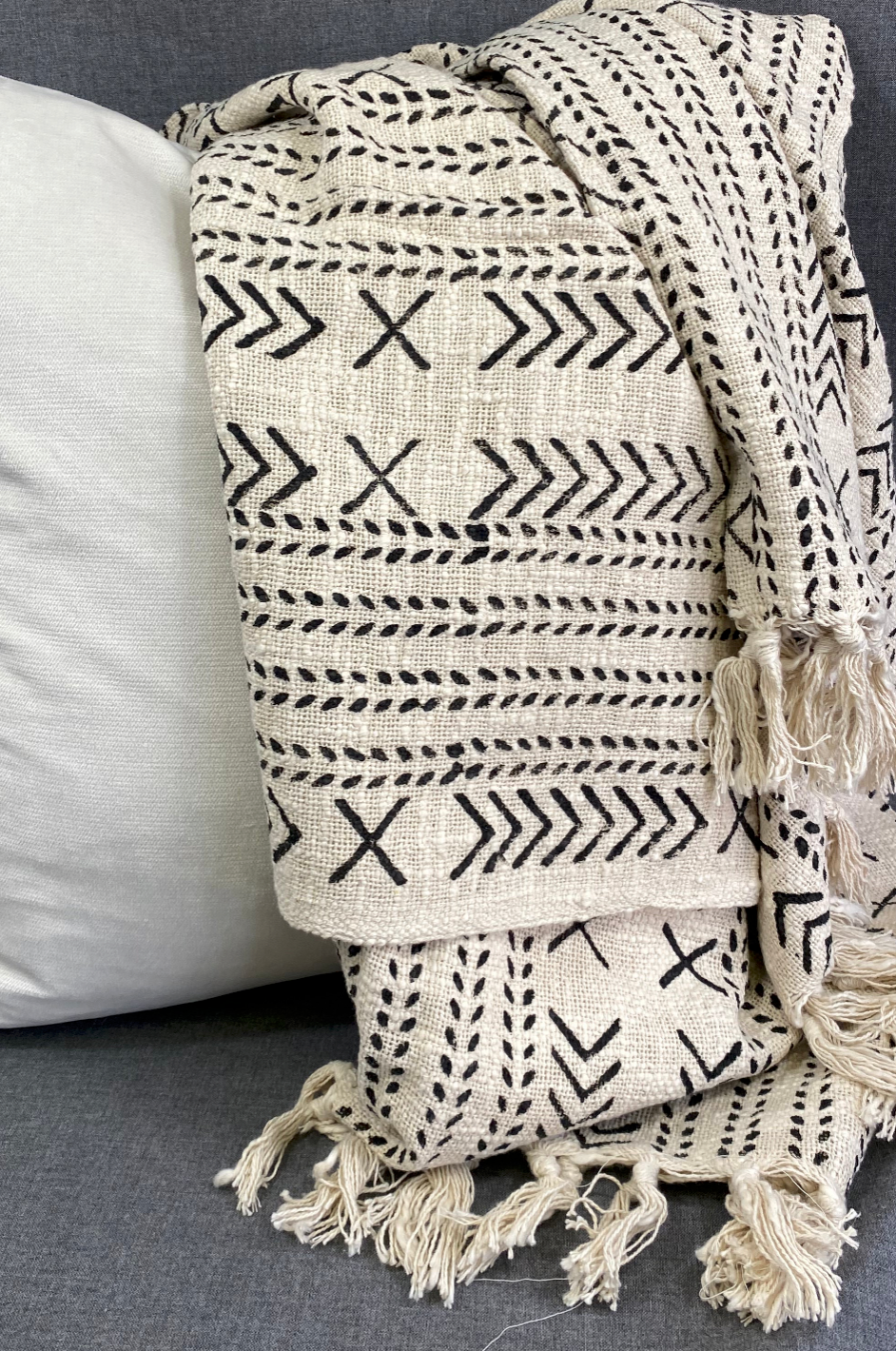 Luxury Throw – 50" × 60" – Mudcloth Black & White