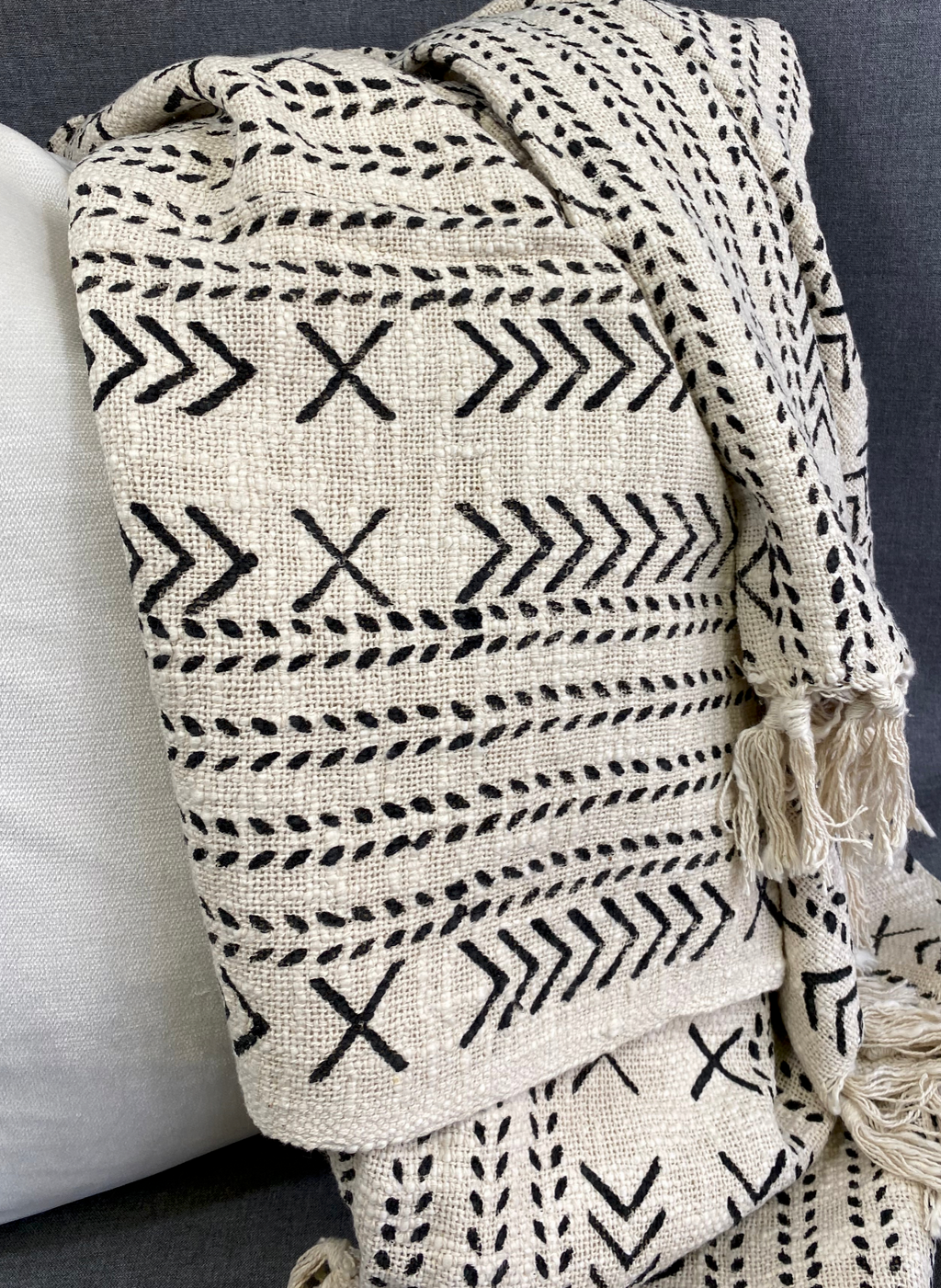 Luxury Throw – 50" × 60" – Mudcloth Black & White