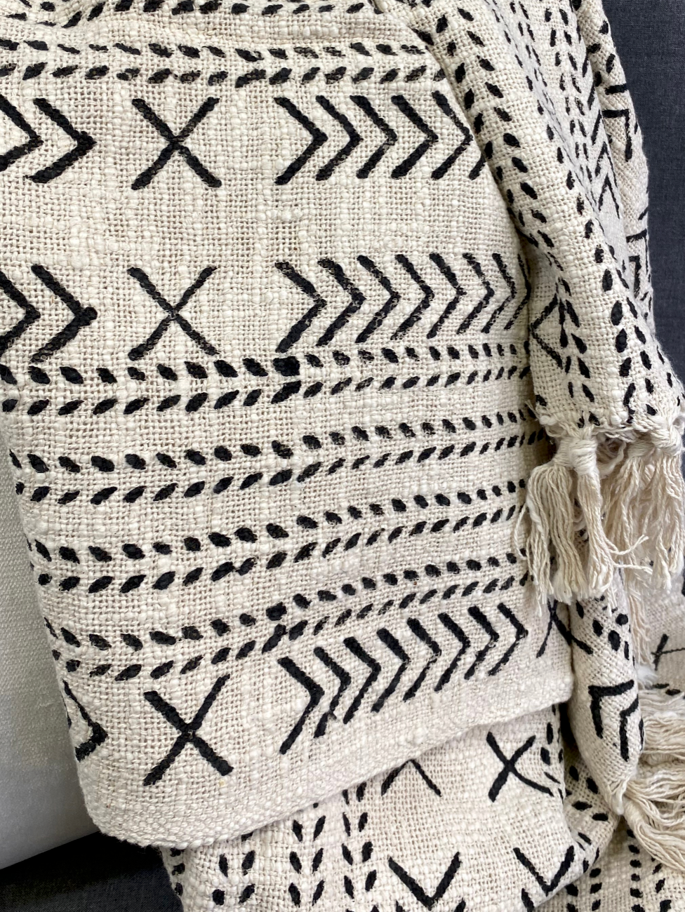 Luxury Throw – 50" × 60" – Mudcloth Black & White
