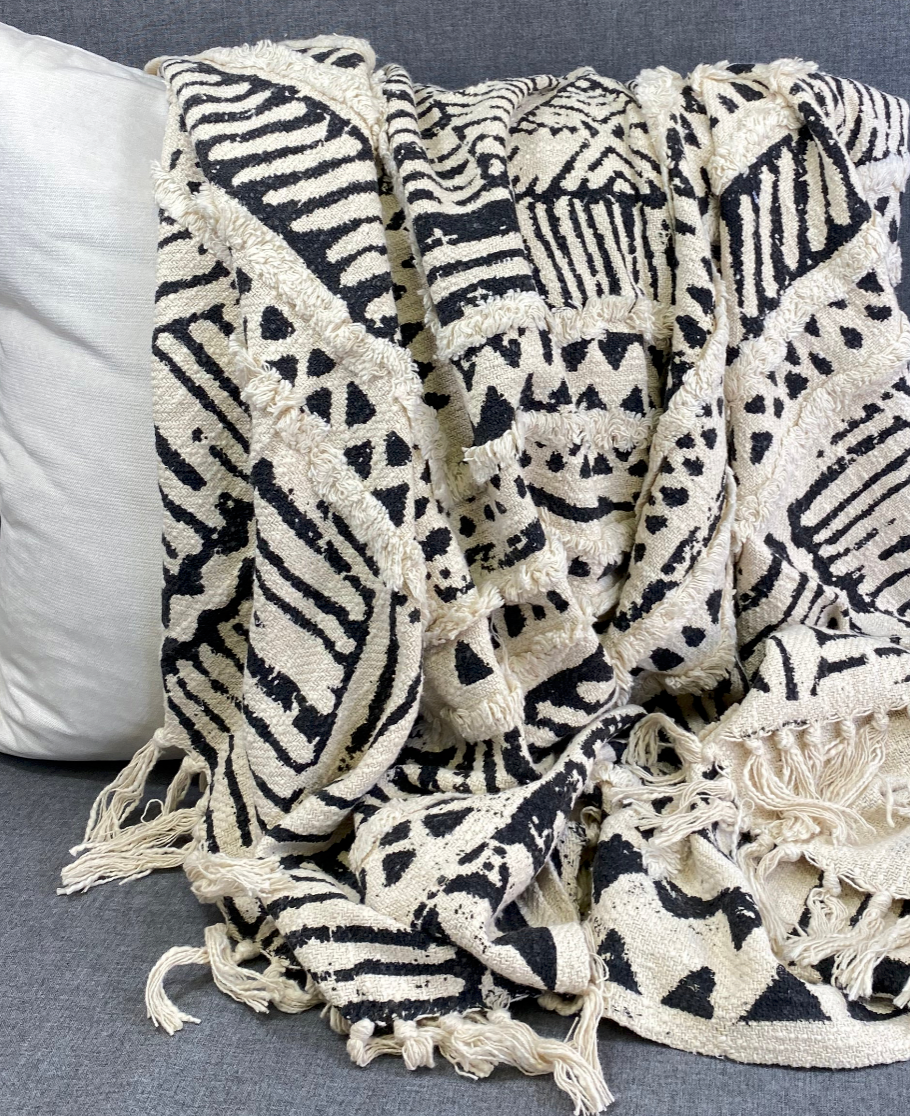 Luxury Throw – 50" × 60" – Embellished Black Print