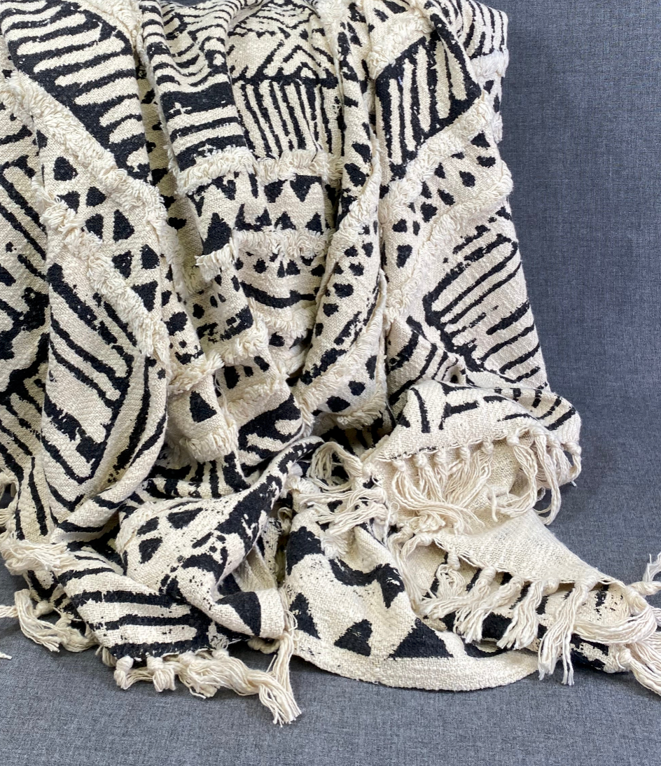 Luxury Throw – 50" × 60" – Embellished Black Print
