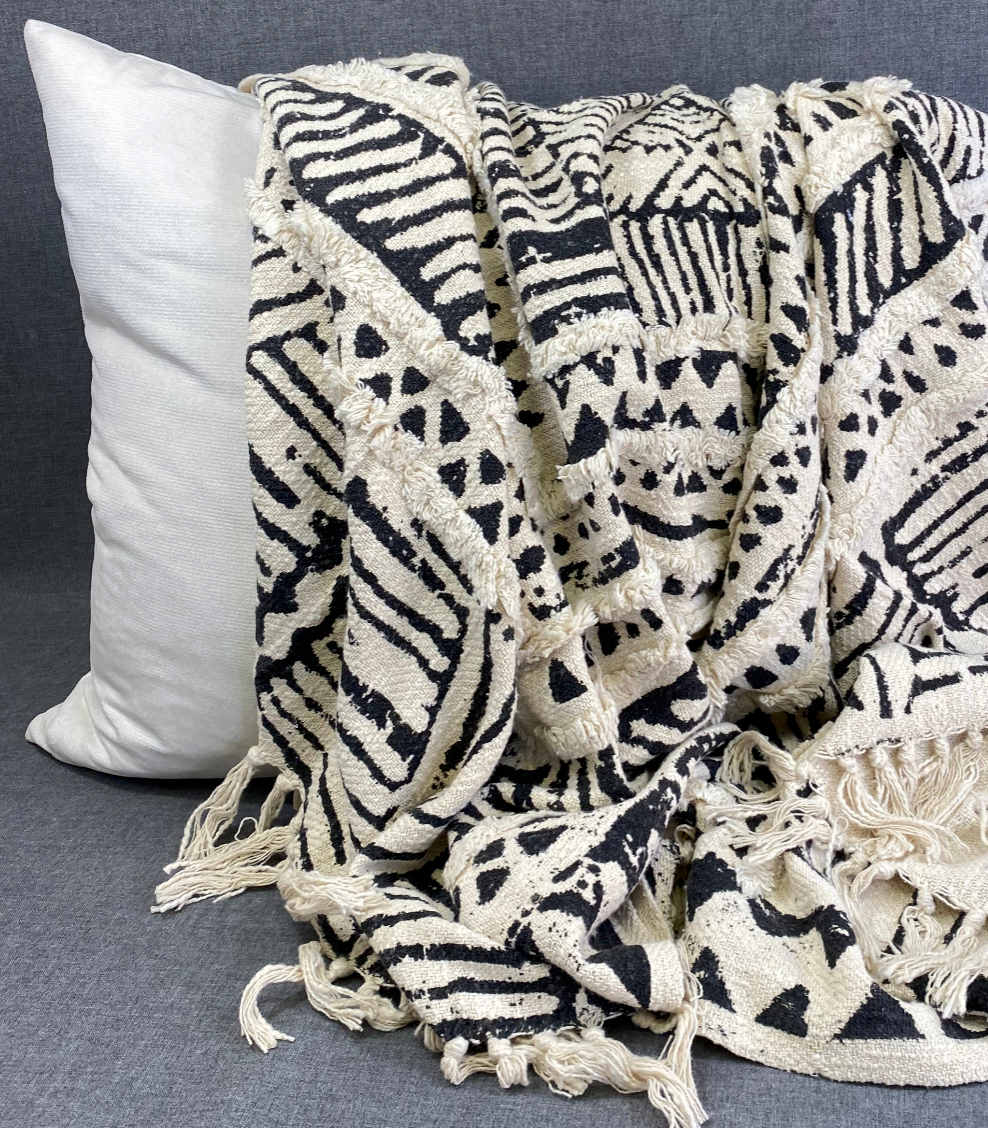 Luxury Throw – 50" × 60" – Embellished Black Print