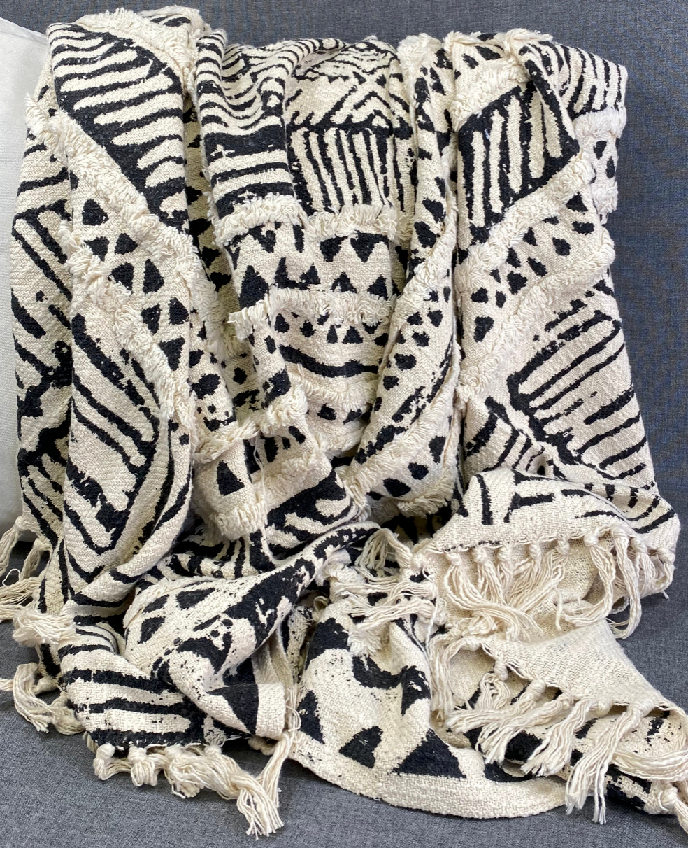Luxury Throw – 50" × 60" – Embellished Black Print