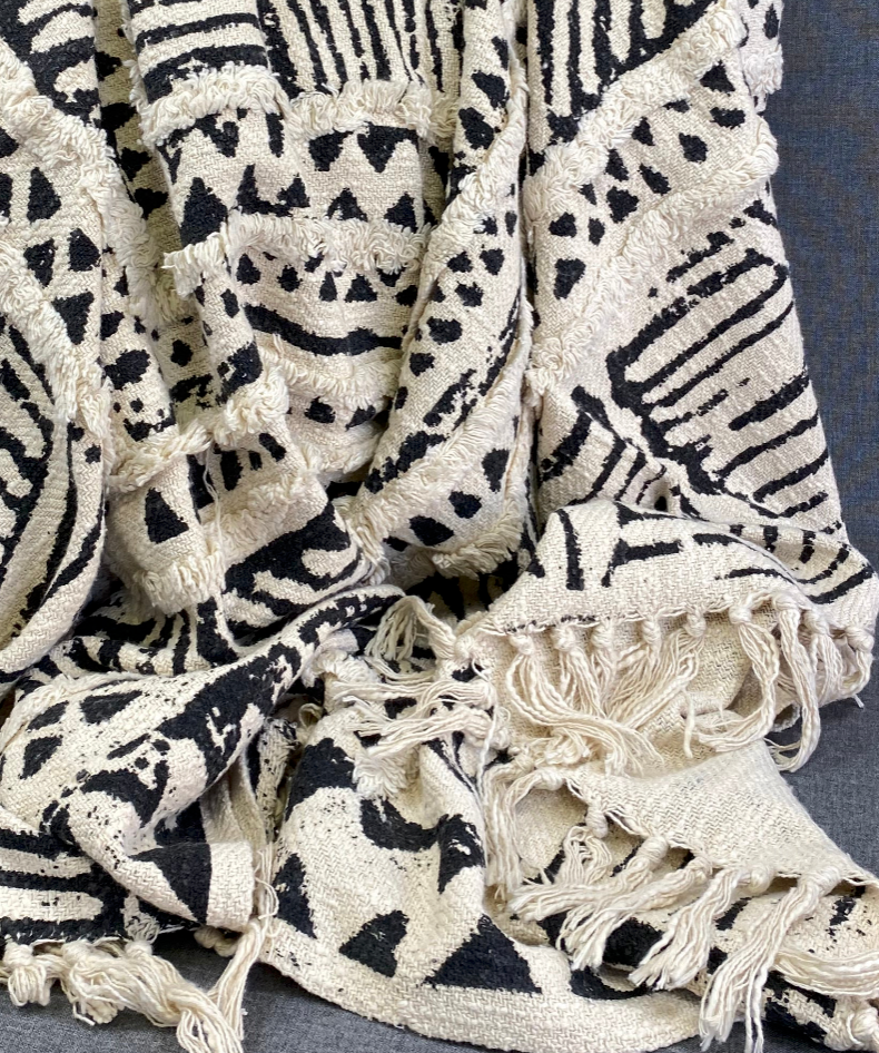 Luxury Throw – 50" × 60" – Embellished Black Print