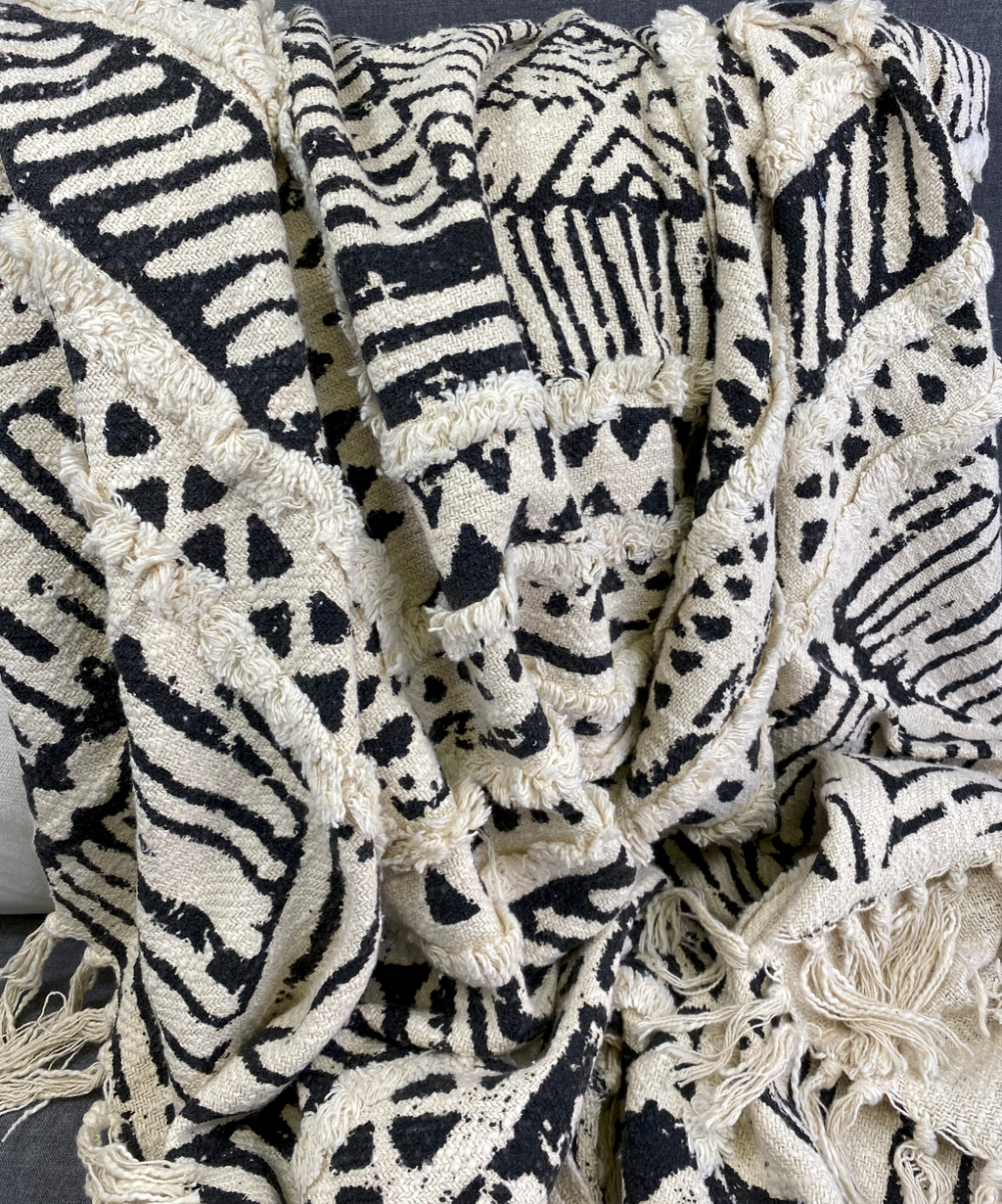 Luxury Throw – 50" × 60" – Embellished Black Print