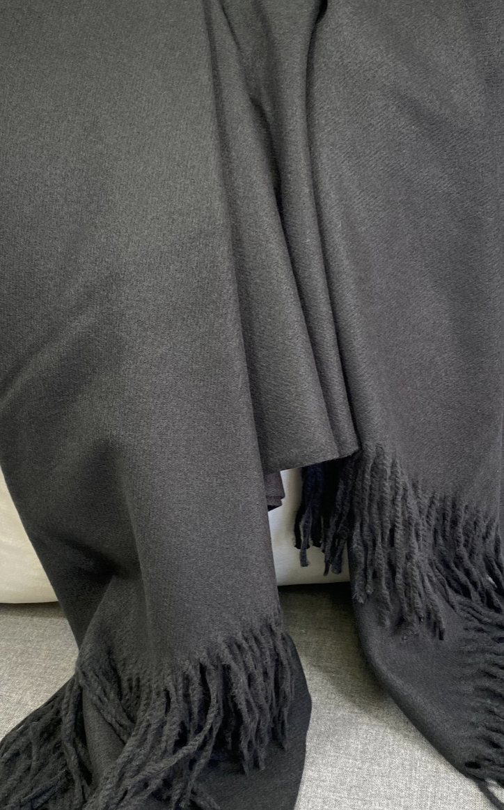 Luxury Throw – 68" × 50" – Cashmere Black Faux