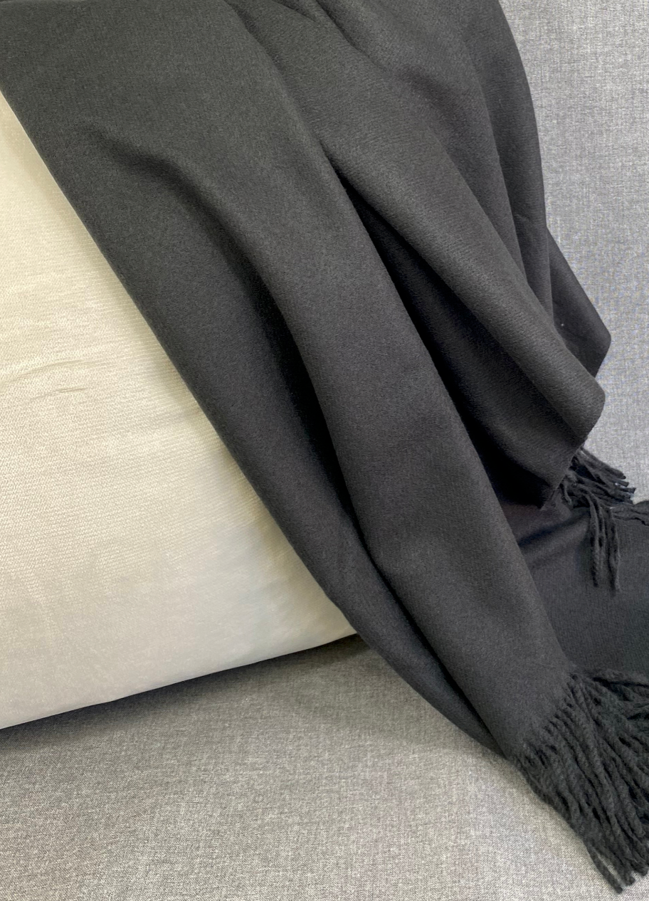 Luxury Throw – 68" × 50" – Cashmere Black Faux