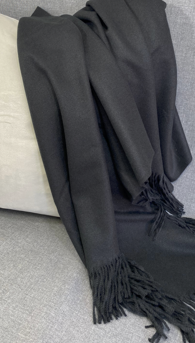 Luxury Throw – 68" × 50" – Cashmere Black Faux