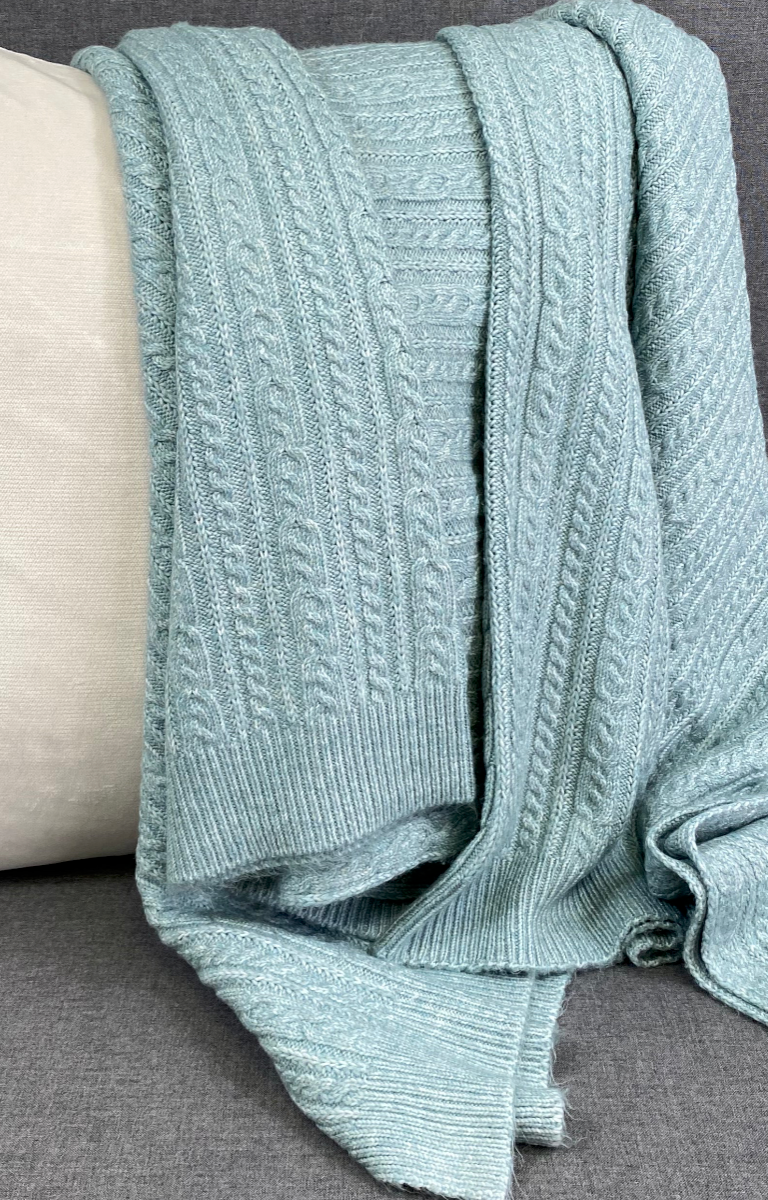 Luxury Knit Throw – 50" × 60" – Spinnaker Sea Mist