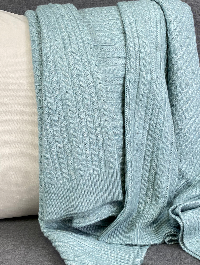 Luxury Knit Throw – 50" × 60" – Spinnaker Sea Mist