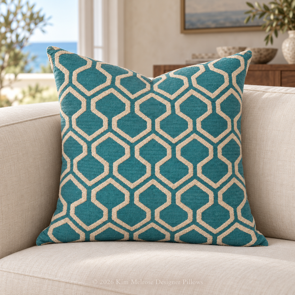 Raw Edges Turquoise – 24" × 24" Luxury Square Pillow
