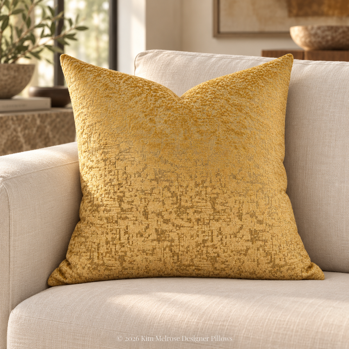 Decopage Golden – 24" × 24" Luxury Lumbar Pillow
