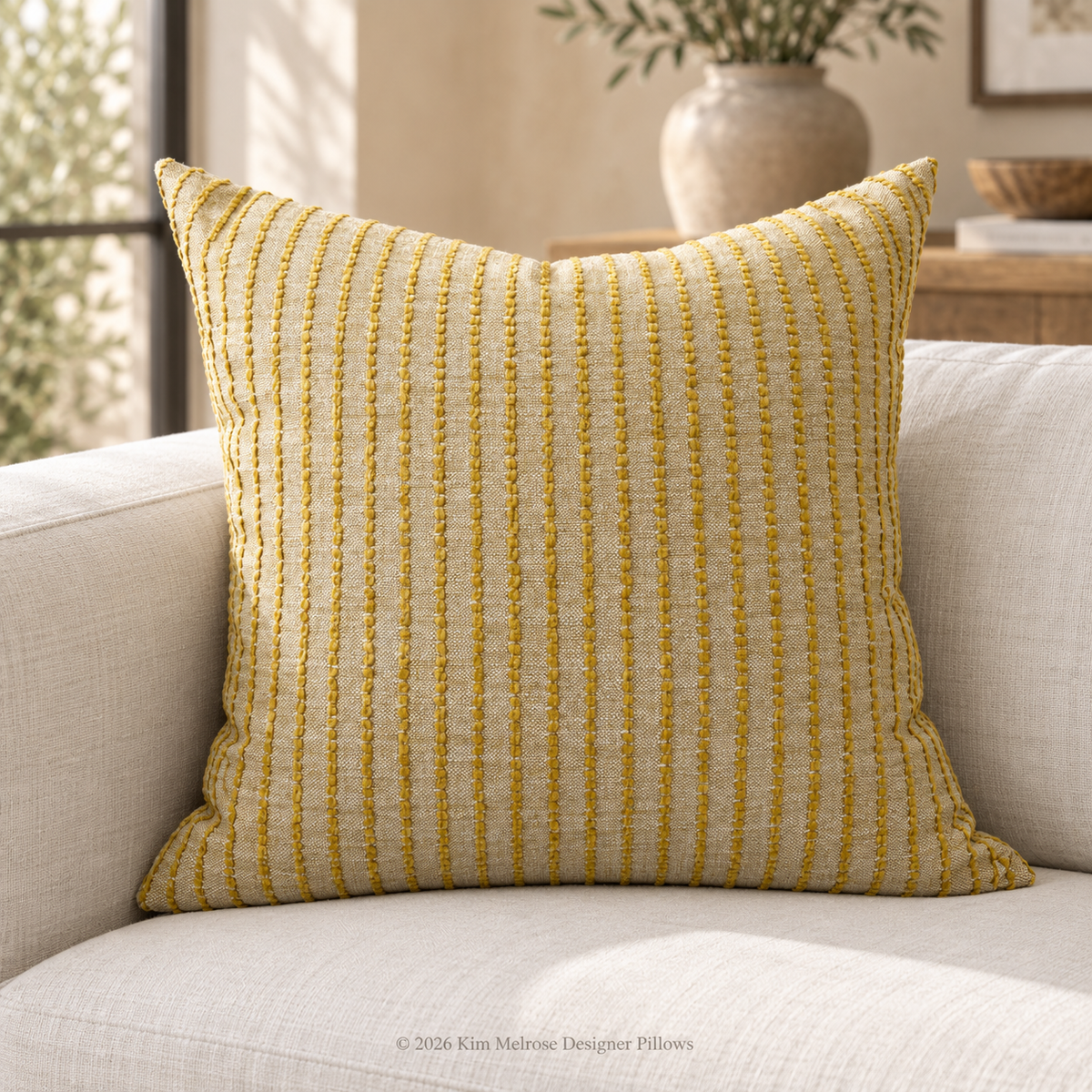 Demetria Yellow – 24" × 24" Luxury Square Pillow