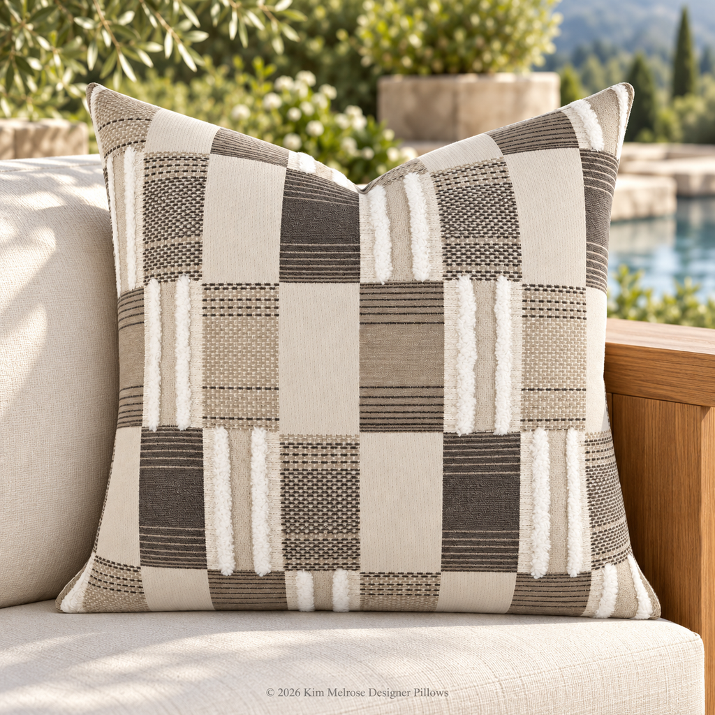 Mickey Taupe – 22" × 22" Luxury Outdoor Square Pillow