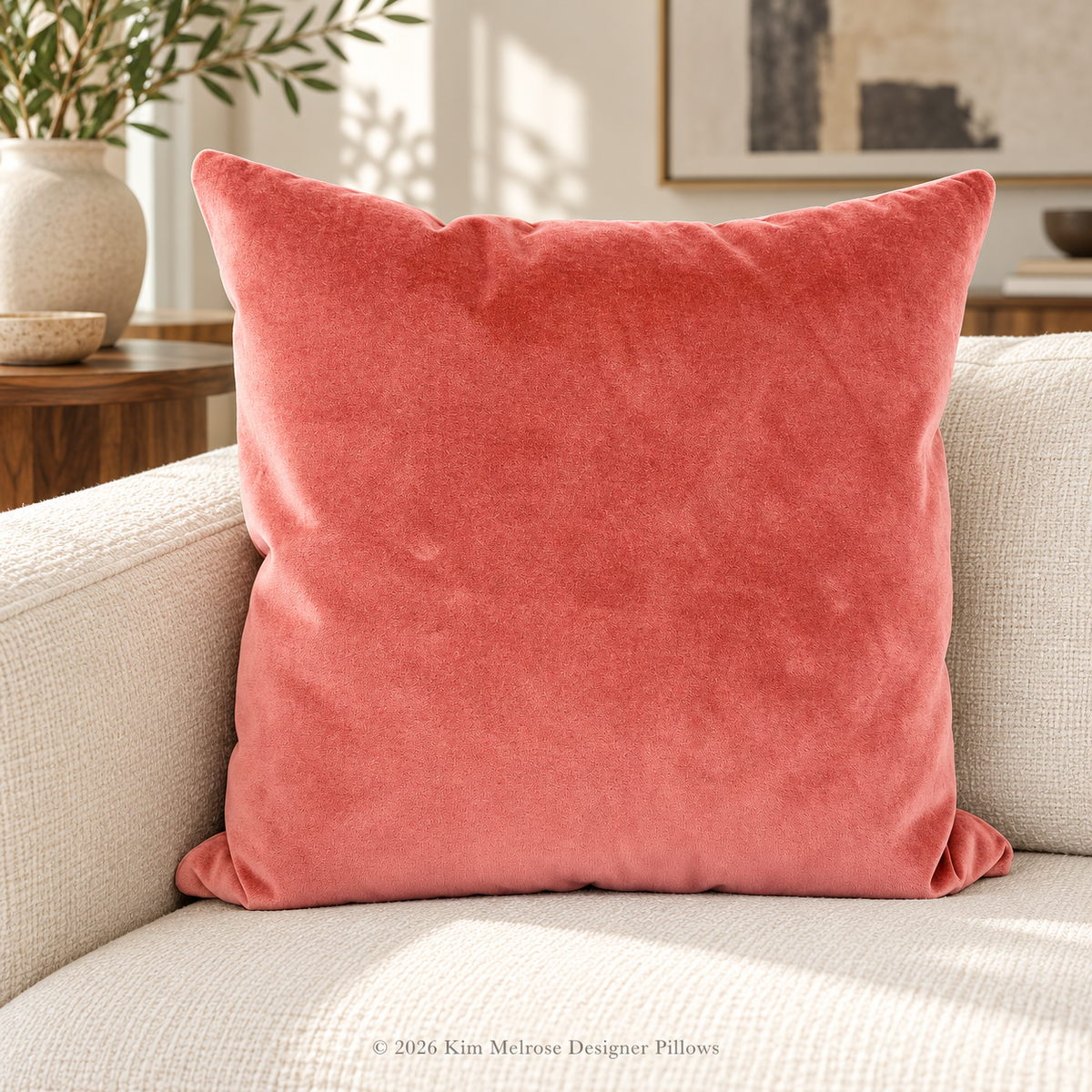 Pink Mohair – 24" × 24" Luxury Square Pillow