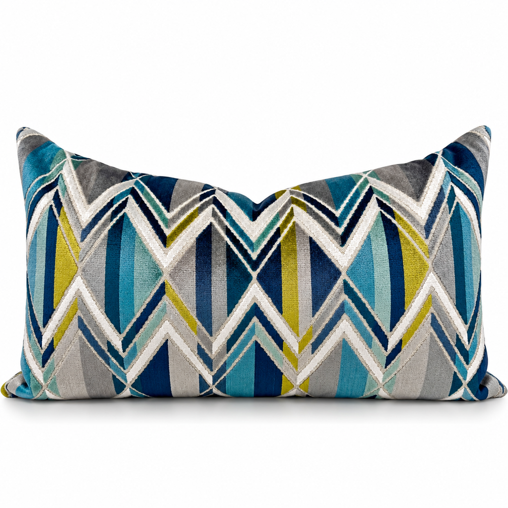 Facet Ocean – 24" × 14" Luxury Lumbar Pillow