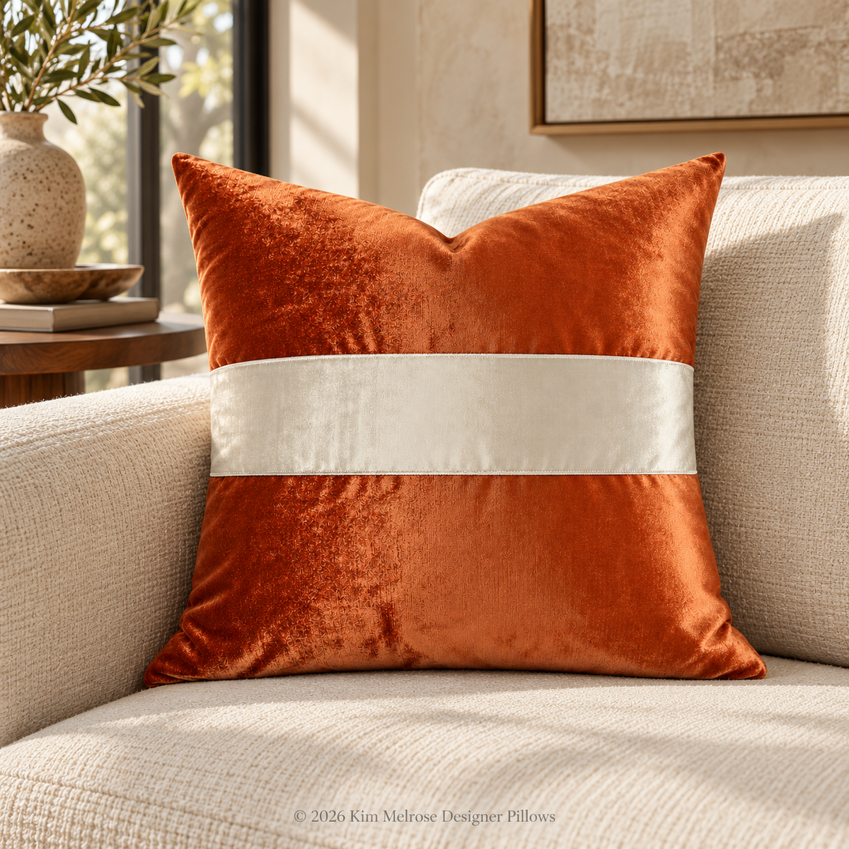 Iridescence Band Orange – 24" × 24" Luxury Square Pillow