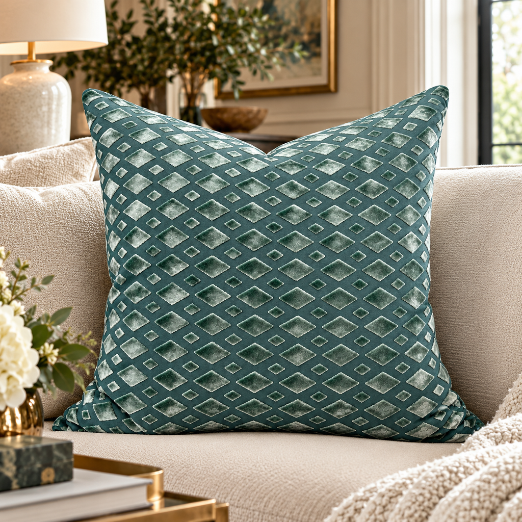 Bassey Seafoam – 24" × 24" Luxury Square Pillow