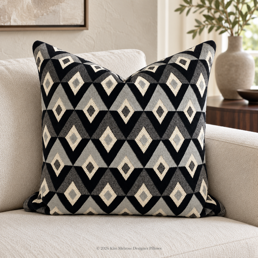 Meta Ebony – 24" × 24" Luxury Square Pillow