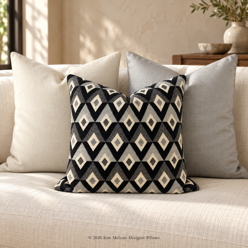Meta Ebony – 24" × 24" Luxury Square Pillow