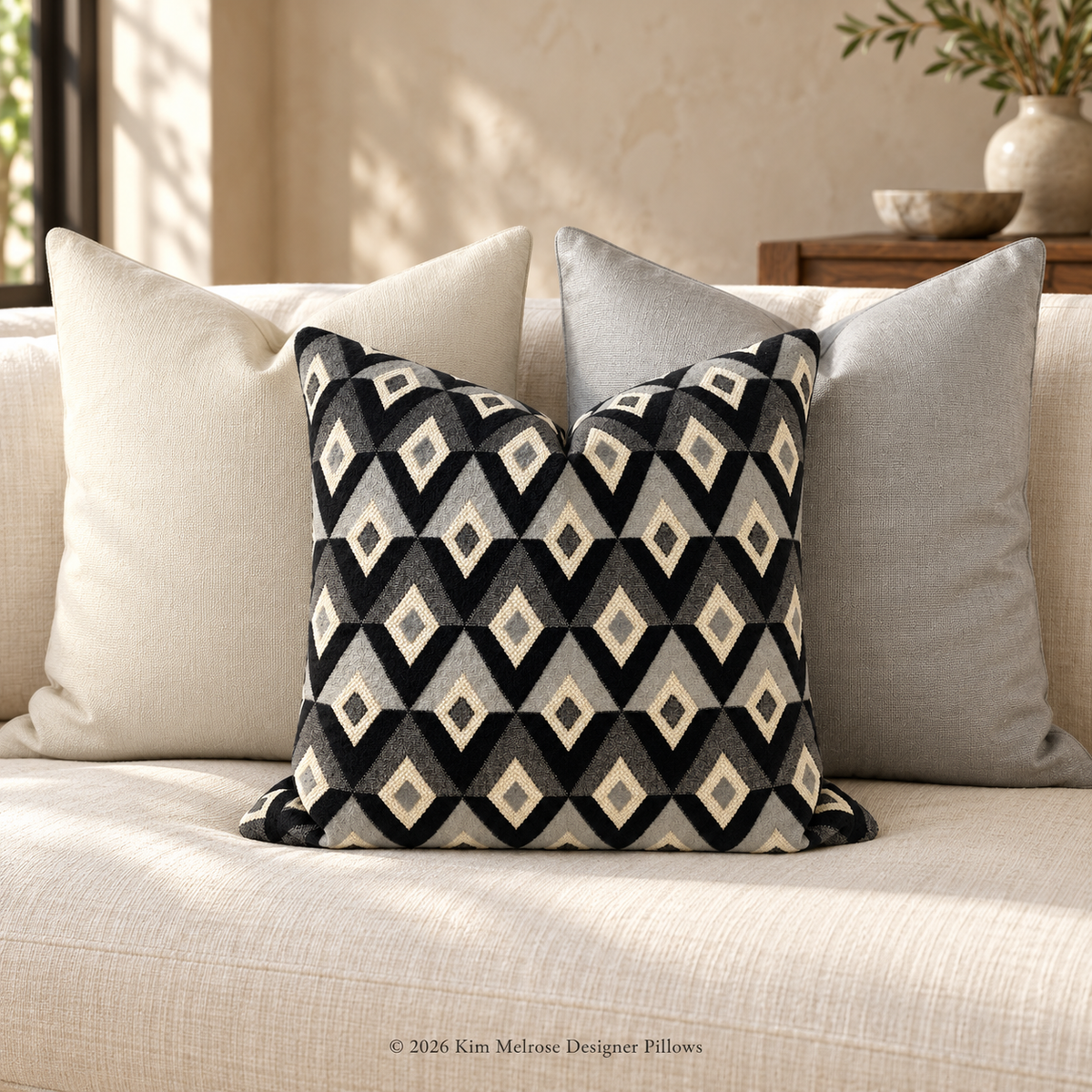 Meta Ebony – 24" × 24" Luxury Square Pillow
