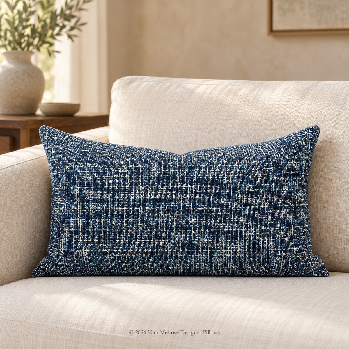 Kensington Sapphire  – 24" × 14" Luxury Lumbar Pillow