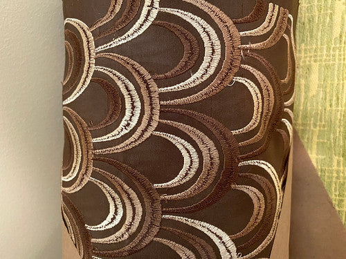 Luxury Pillow; 24" x 24" - Chocolate Delight; 3 shades of brown arches embroidered over a dark chocolate background.