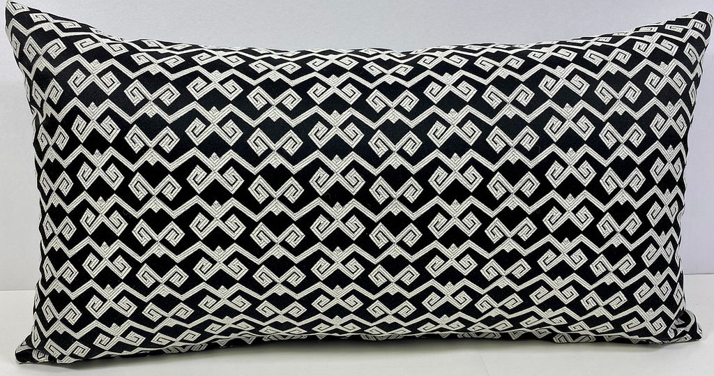 Luxury Outdoor Lumbar Pillow - 22" x 12" - Malibu - Black