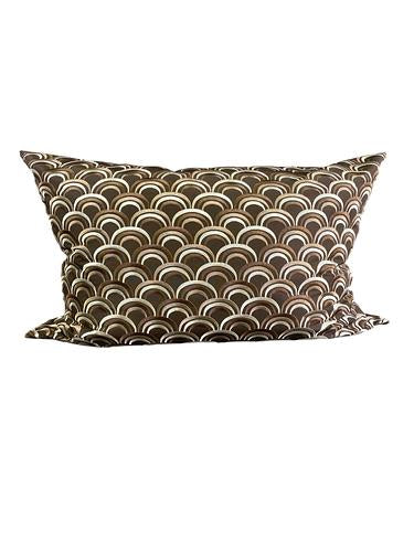 Luxury Lumbar Pillow - 24" x 14" - Chocolate delight; 3 shades of brown arches embrodiered over a dark chocalate background. Same on both sides