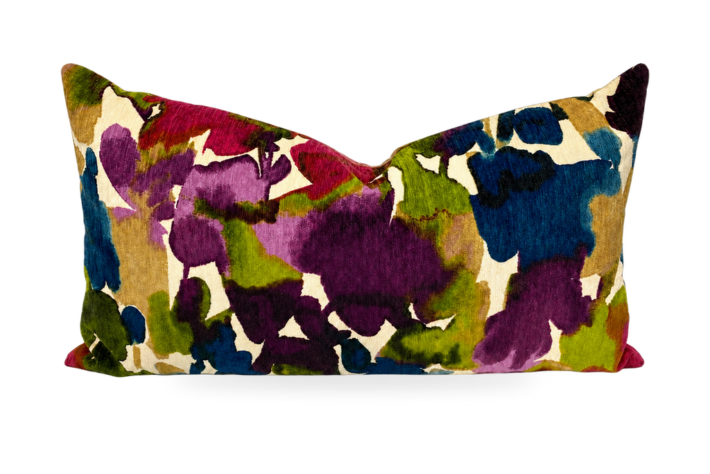Aquarelle Multi – 24" × 14" Luxury Lumbar Pillow
