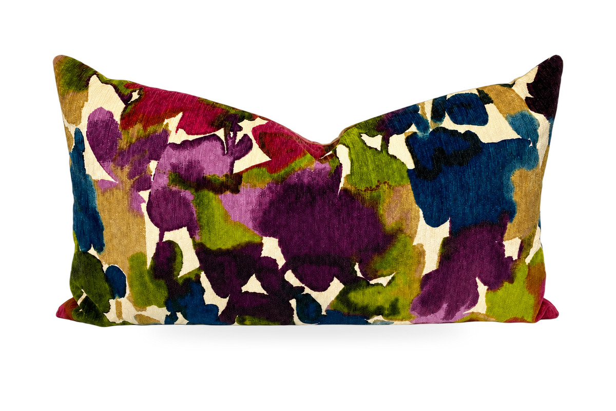 Aquarelle Multi – 24" × 14" Luxury Lumbar Pillow
