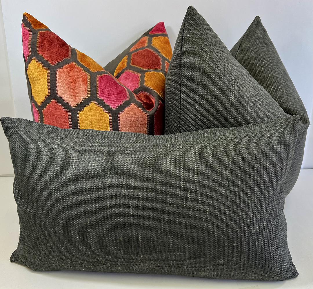 Luxury Pillow -  24" x 14" - Tamarisk-Slate: Beautiful Slate color with smooth woven textured fabric. Same on both sides