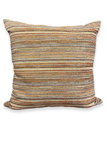 Luxury Pillow - 24" x 24" - Formations-Spice; Lush textured stripes of orange,  brown, copper, orange, gold, grey and white on both sides