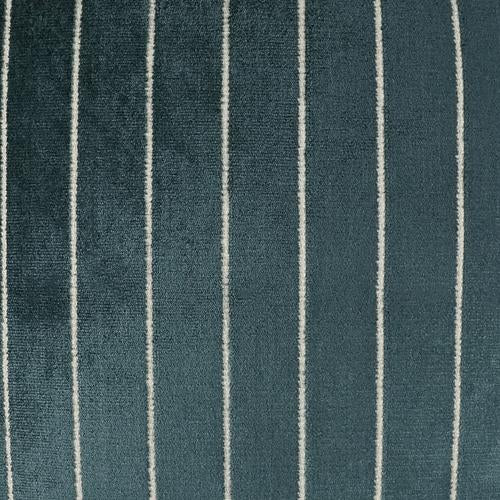 Luxury Pillow -  24" x 24" -Bizete Blue ; Blue plush fabric with ivory stripes and an ivory back