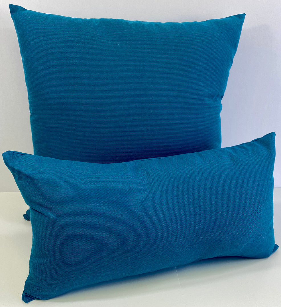 Luxury Outdoor Lumbar Pillow - 22" x 12" - Litchfield Solid Teal