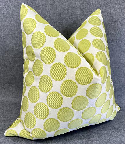 Luxury Pillow -  24" x 24" - Well Rounded- Lime;Large Lime dots on an ivory base same on both sides