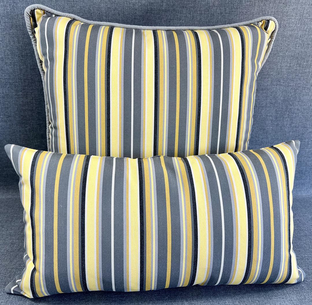 Luxury Outdoor Lumbar Pillow - 22" x 12"- Seville Stripe No Piping