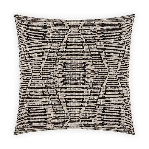 Luxury Pillow - 24" x 24" -Ozetta Ebony; Embroidered black, White Geometric pattern on both sides