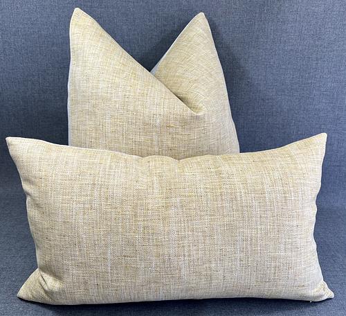 Luxury Pillow -  24" x 24" - Honey Mustard; Textured/Linen Honey color fabric with hues of ivory/beige and a solid ivory back.