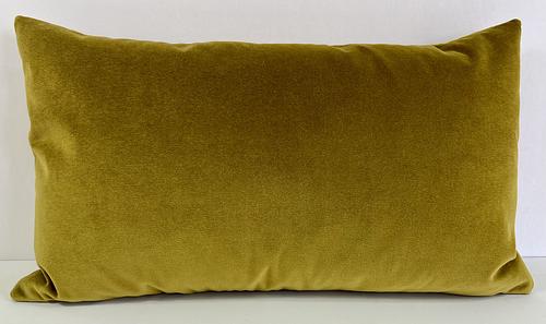 Luxury Lumbar Pillow - 24" x 14" - French Lawn; Yellow chartreuse color solid in a creamy smooth velvet fabric on both sides