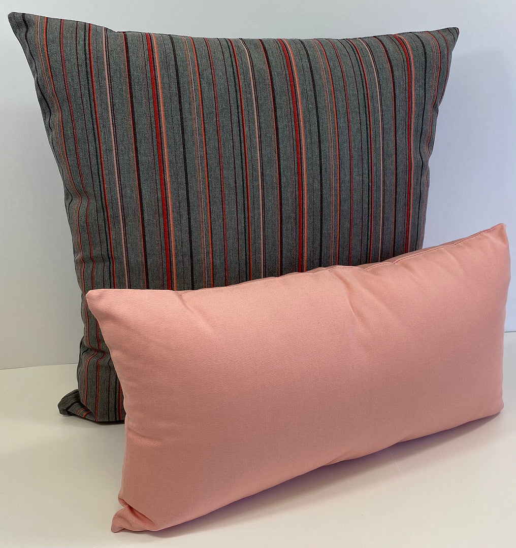 Luxury Outdoor Pillow - 22" x 22" - Flamingo Stripe