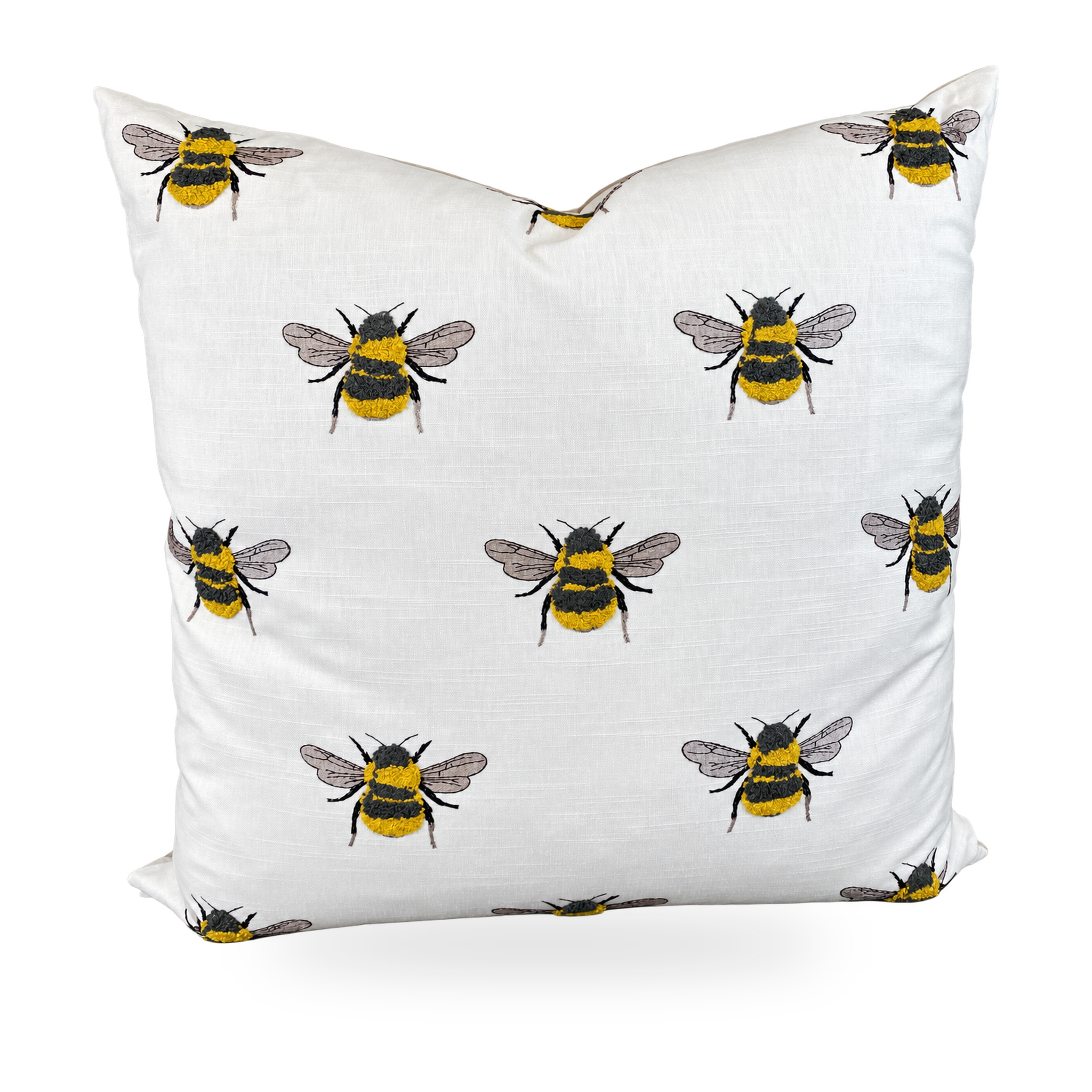 Busy Bee White – 24" × 24" Luxury Square Pillow
