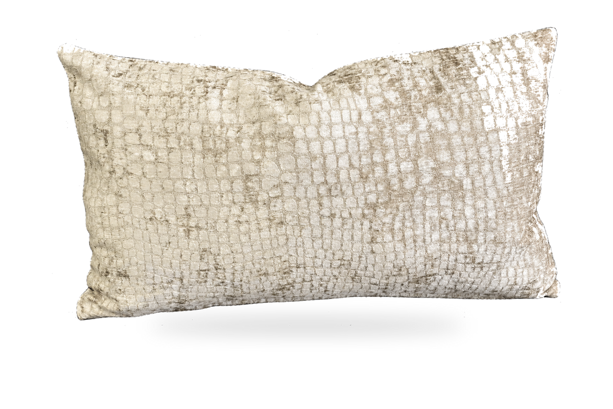 Cocoa Alligator – 24" × 14" Luxury Lumbar Pillow