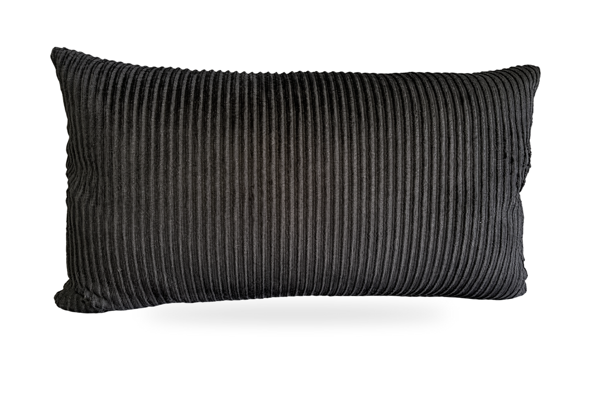 Corduroy Black – 24" × 14" Luxury Lumbar Pillow